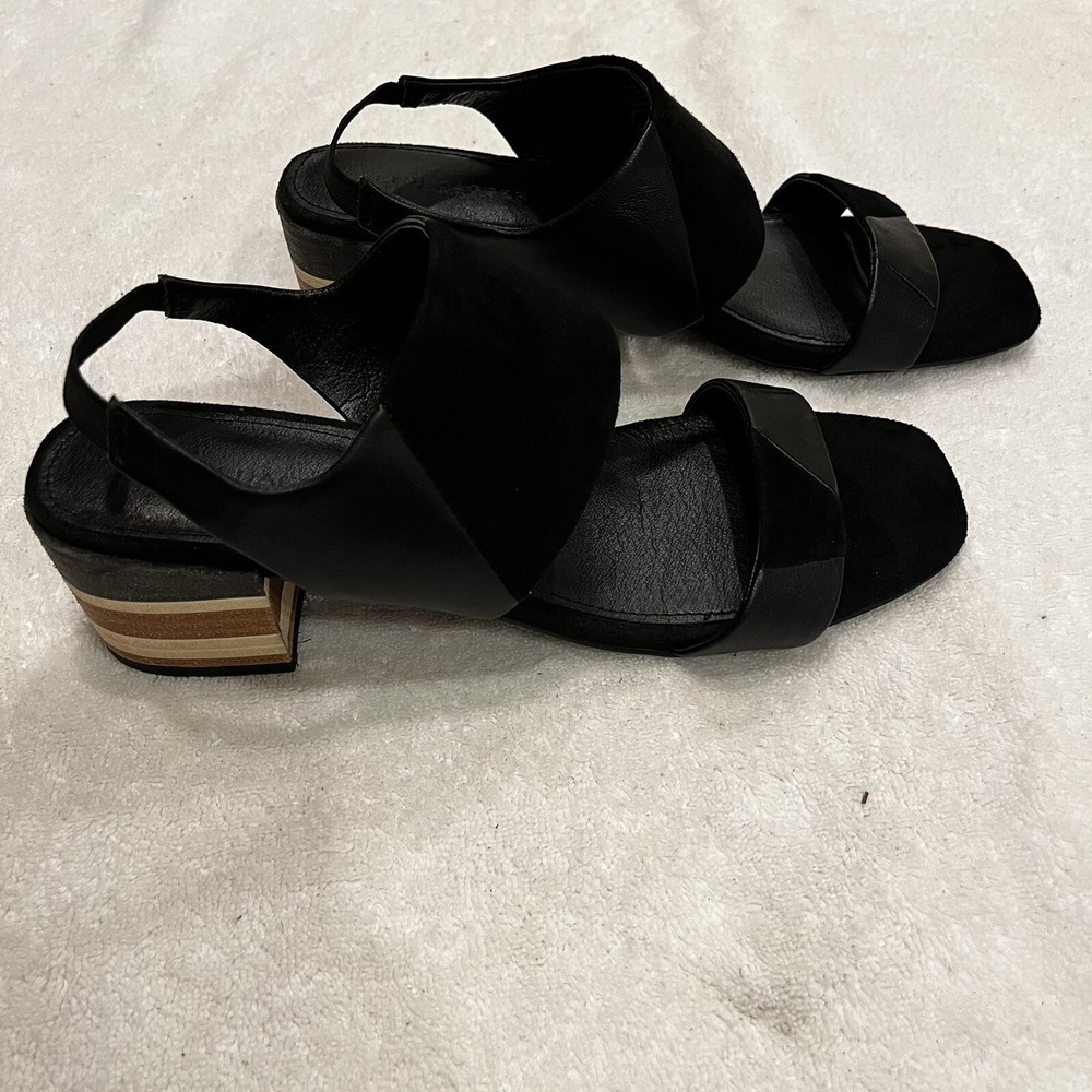 Kelsi Dagger Brooklyn Black Leather Square Toe Womens 7.5 Strappy Slingback Heel